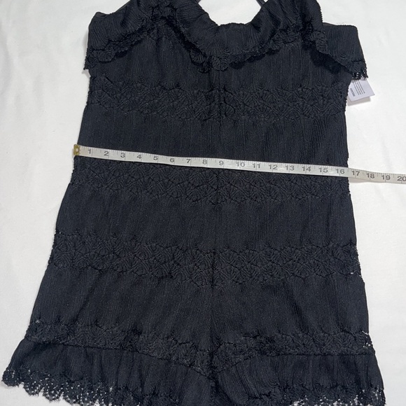 GUESS Romper Vita Mixed Lace Ruffled Overlay Romper Black LARGE - Picture 7 of 10
